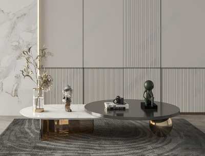 现代大理石茶几3D模型下载